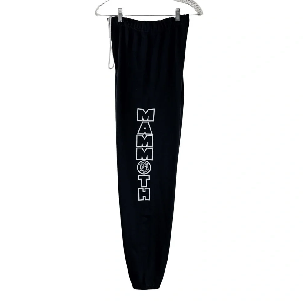 JERZEES MAMMOTH MOUNTAIN Men’s Black Sweatpants FAMOUS MAMMOTH LOGO Down Leg S